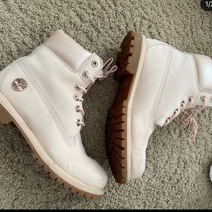 Pastel pink timberlands